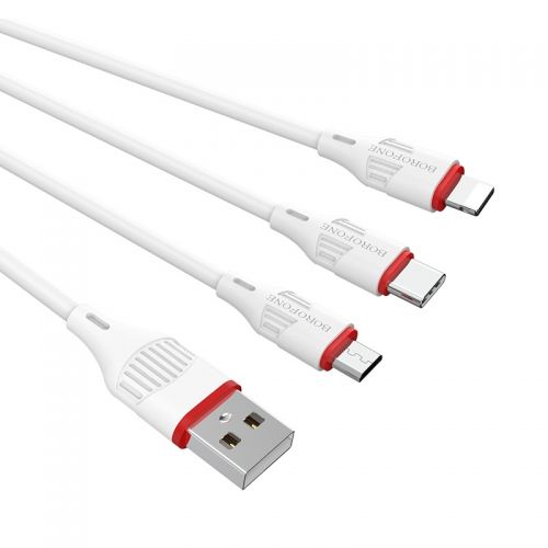 USB кабель Borofone 3-in-1 BX17 (micro+iPh5+Type-C) black
