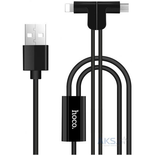 Кабель HOCO X12 (2in1) magnetic Micro USB+ iPhone5 black(20)