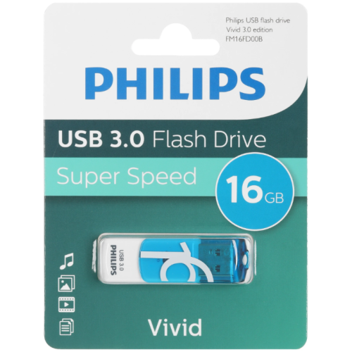 Флэш-драйв Philips 16Gb Vivid 3.0 бел\син