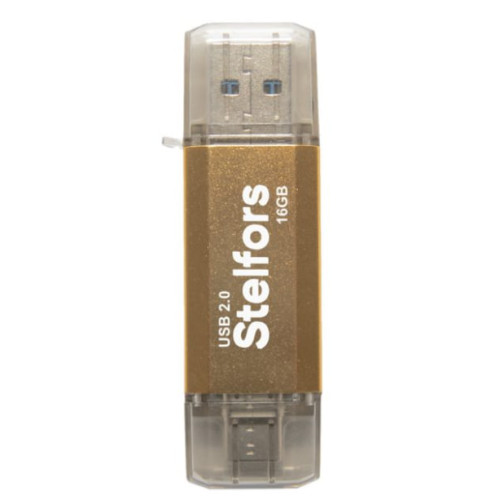Флэш-драйвы Stelfors USB 16GB DUAL Type-C+Type-A STAR серия (метал золотой)