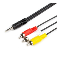 Кабель GoPower Jack 3.5mm (m) 3XRCA(m) 1m