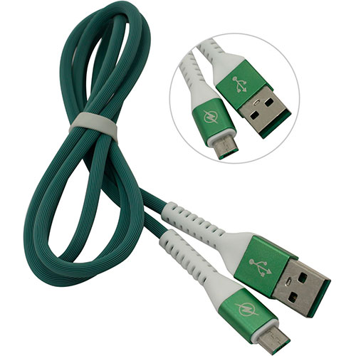 Кабель Smartbuy micro Flow 3D 1м мет нак 2А зел(iK-12FL green)