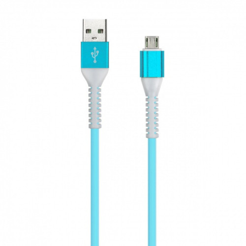 Кабель Smartbuy micro Flow 3D 1м мет нак 2А син(iK-12FL blue)