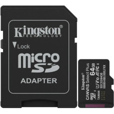 Kingston Micro SDCS3 64Gb Class10 UHS-1 A1 V10 Select Plus+adapter