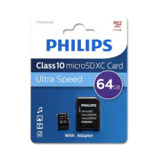 Флэш-карты Philips microSDHC 64GB Class 10 (SD адапт)