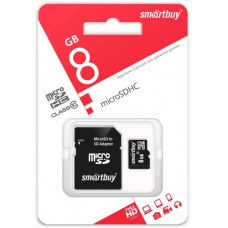 Флэш-карты SmartBuy micro SDHS 8GB Class10 (с адаптером SD)