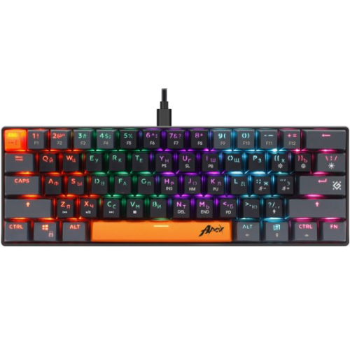 Клавиатура игр мех Defender Apex GK-002 RU,3цв/серый,радуж,61к,(45002)