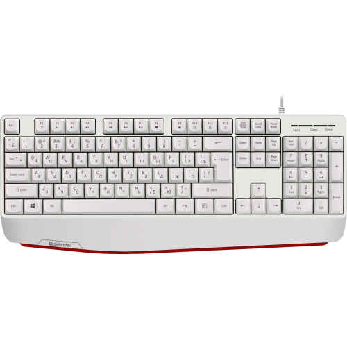 Клавиатура Defender Atom HB-546 RU,белый,104+FN,1.8м (45547)