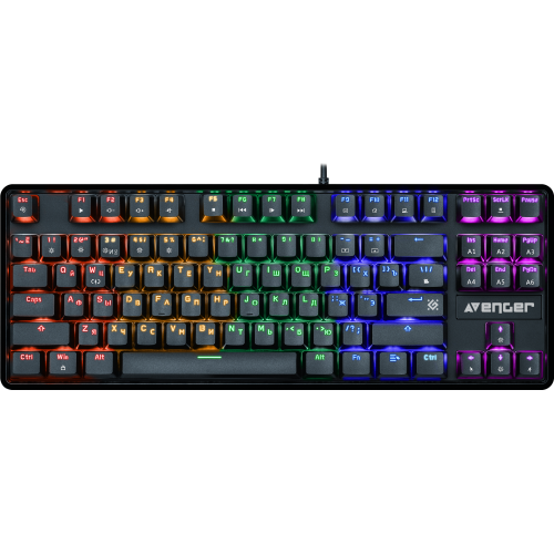 Клавиатура игр мех Defender Avenger GK-412 RU,Rainbow,красн.свитчи,87кн(45410)