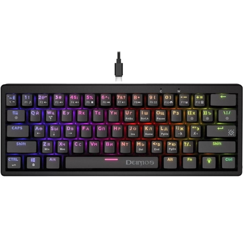 Клавиатура игр мех Defender Deimos GK-303 RU черн RGB, 61 кн (45303)