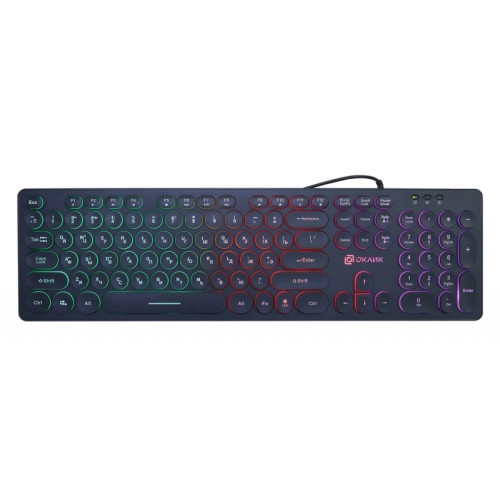 Клавиатура Oklick 420MRL черный USB slim Multimedia LED 1091226