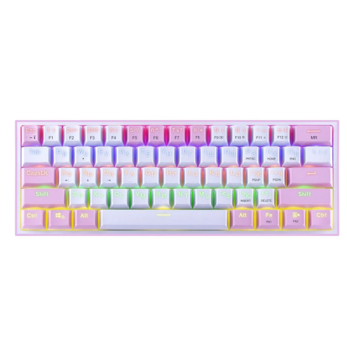 Клав игр Redragon Fizz механич, 61кн, тих, бело-роз (70672)