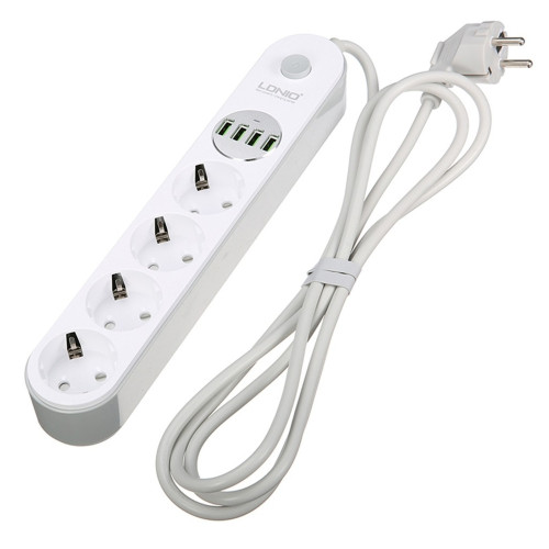 Сетевой фильтр LDNIO SE4432 4USB*4 розетки 2m white