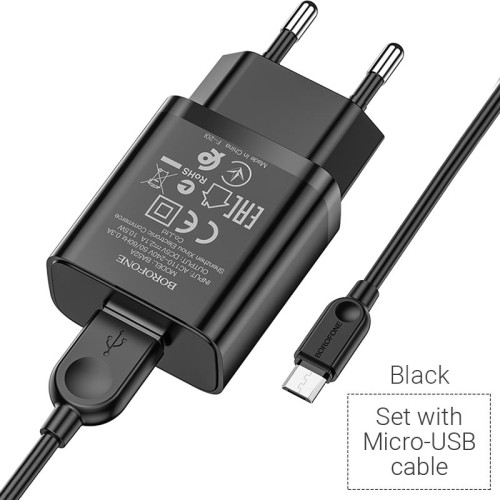 СЗУ Borofone BA52A micro 1USB 2.1A black