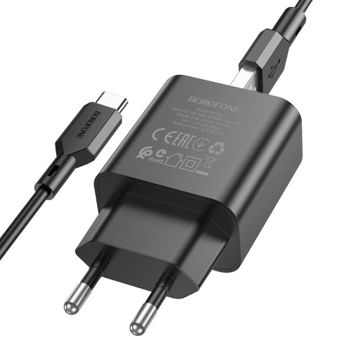 СЗУ Borofone BA72A 3.0A 1Usb+Type-C 18W  black