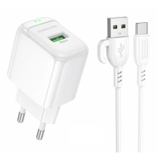 СЗУ Borofone BAS42A 1USB+TypeC 3,0A QC3.0 18W  White
