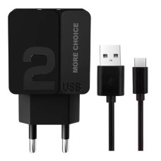 СЗУ More choice NC46a 2USB+Type-C 2.4A 1m black/black