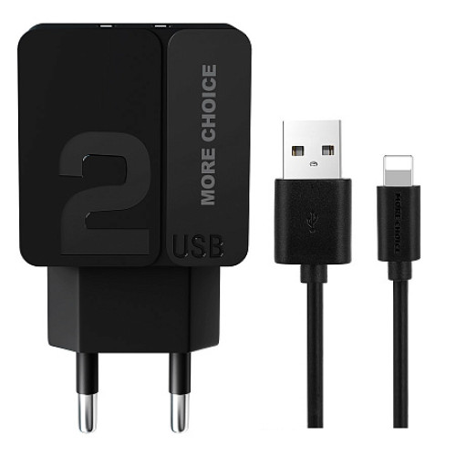 СЗУ More choice NC46i 2USB+каб.Lightning2.4A 1m black