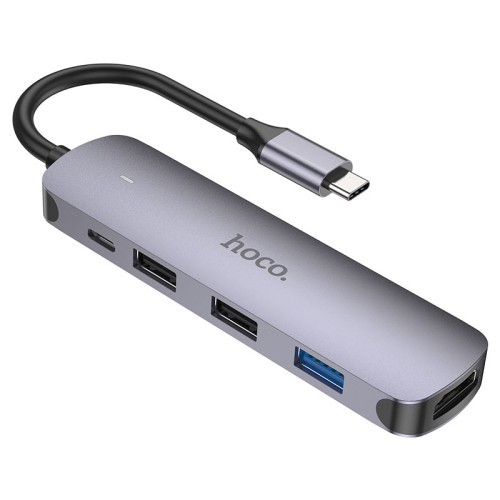 USB Hub Hoco HB27 Type-C out - in HDMI+PD+USB3.0+USB2.0*2 0,13m Grey USB Hub Hoco HB27 Type-C out - in HDMI+PD+USB3.0+USB2.0*2 0,13m Grey