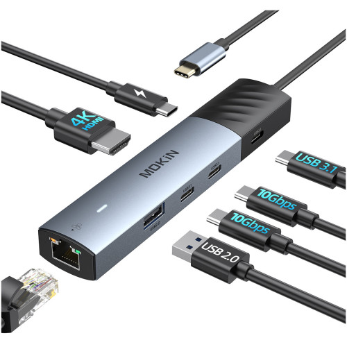 USB Hub Mokin 5 в 1 MOUC6001, HDMI, USB Cx3, USB A, USB C PD, RJ45, to Type c USB Hub Mokin 5 в 1 MOUC6001, HDMI, USB Cx3, USB A, USB C PD, RJ45, to Type c