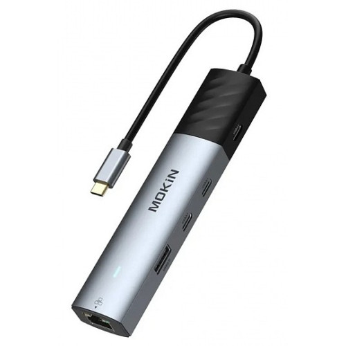 USB Hub Mokin 5 в 1 MOUC6001, HDMI, USB Cx3, USB A, USB C PD, RJ45, to Type c USB Hub Mokin 5 в 1 MOUC6001, HDMI, USB Cx3, USB A, USB C PD, RJ45, to Type c