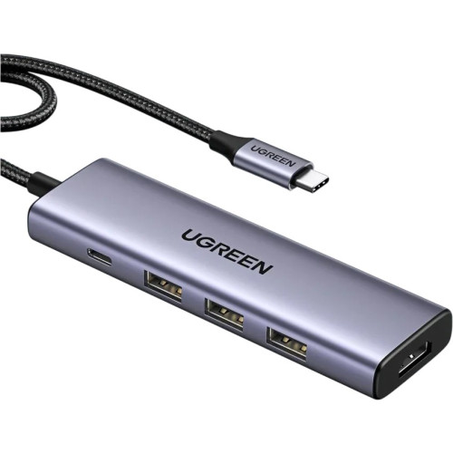 USB Hub Ugreen CM511 USB-C To HDMI 4K@60Hz+3*USB 3.0 A+PD Power Converter серый(15597)