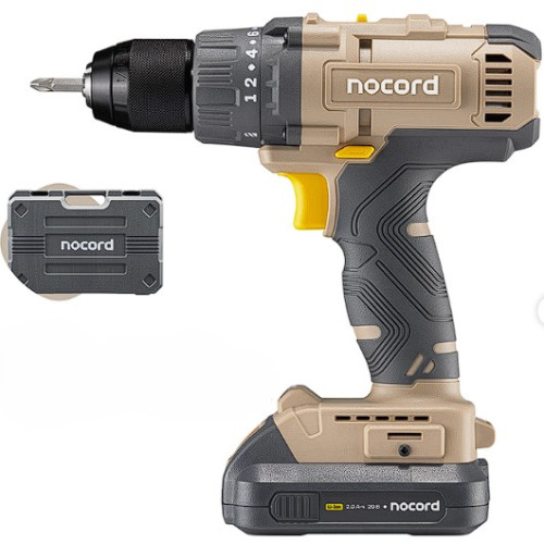 Аккумуляторная дрель-шуруповерт Nocord NCD-20.2.20.A45, 20В, 2х2 А·ч Li-Ion, 45 нм, в кейсе