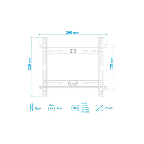 Кронштейн Kromax Ideal-5 white 15"-47" настен. фиксир (без SN)