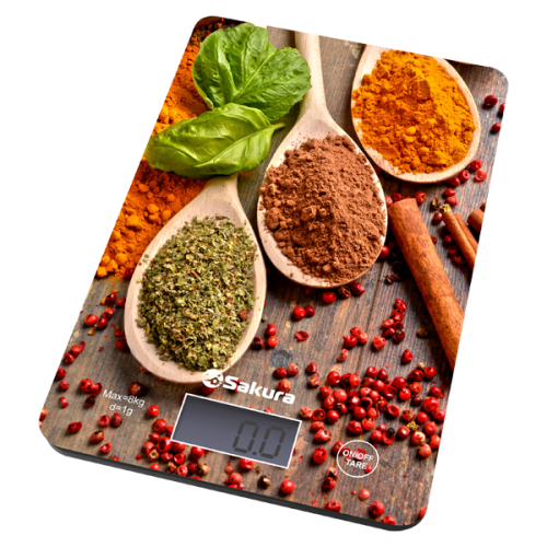 Весы кухонные Sakura SA-6077DS специи темн дер