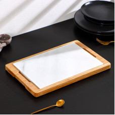 Блюдо для подачи Magistro «Marble» мрамор\бамбук 36×123см 7038911