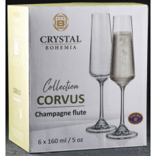 Набор бокалов для шампанского CRYSTAL BOHEMIA Corvus 160мл 6шт 5231363