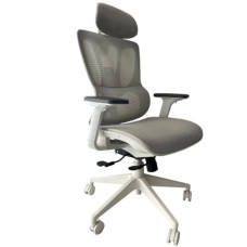 Игровое Кресло Cactus CS-CHR-MC02GY серый сетка с подголов. крестов. пластик белый