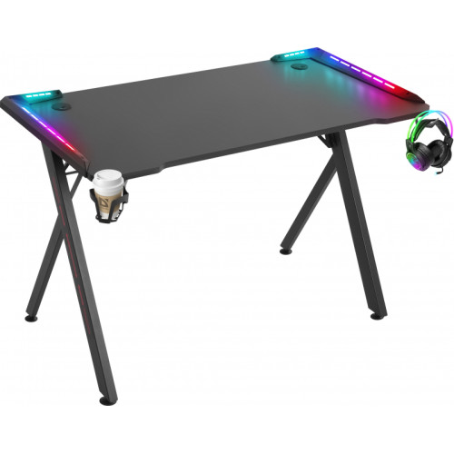 Игровой стол Defender Exstreme RGB,подвес кружки+гарн.,черн(64307)