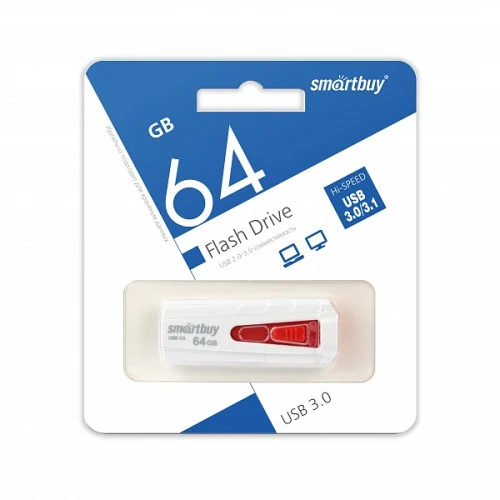 Флэш-драйвы SmartBuy USB 3.0 64GB Iron White/red