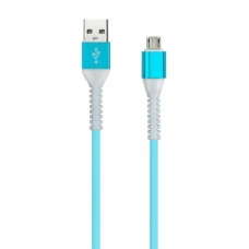 Кабель Smartbuy micro Flow 3D 1м мет нак 2А син(iK-12FL blue)