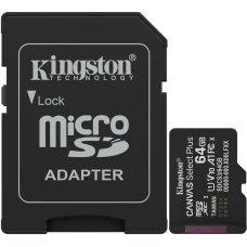 Kingston Micro SDCS3 64Gb Class10 UHS-1 A1 V10 Select Plus+adapter
