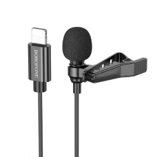 Микрофон прищепка пров. Borofone BFK11 Lightning Black