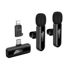 Микрофон прищепка беспров.HOCO Lightning L20A black