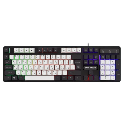 Клавиатура игр Defender Dark Knight GK-077 RU,бело-черн,104кн,радужная(45078)