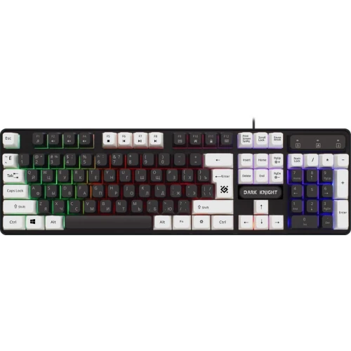 Клавиатура игр Defender Dark Knight GK-077 RU,черн-бел,104кн,радужная(45077)