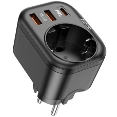 Сетевой фильтр Hoco NS3 1 гнездо + PD 20W + 2USB QC3.0 18W Black