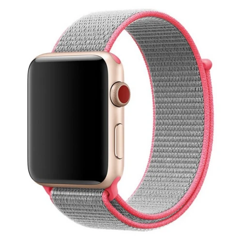 Ремешок Krutoff для Apple Watch Nylon 42/44/45 mm (grey/pink) 42
