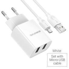 СЗУ Borofone BA53A Micro 2USB 2.1A Powerway white