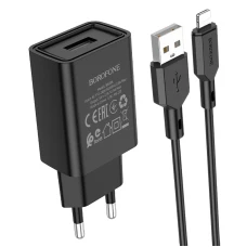 СЗУ Borofone BA68A 1USB 2.1A+каб.Lightning  black