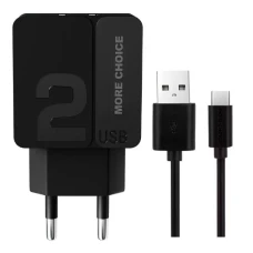 СЗУ More choice NC46a 2USB+Type-C 2.4A 1m black/black