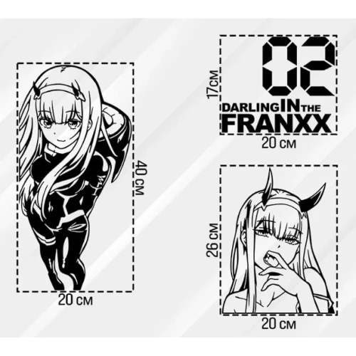 Наклейки на ПК корпус "Darling in the Franxx" матовая