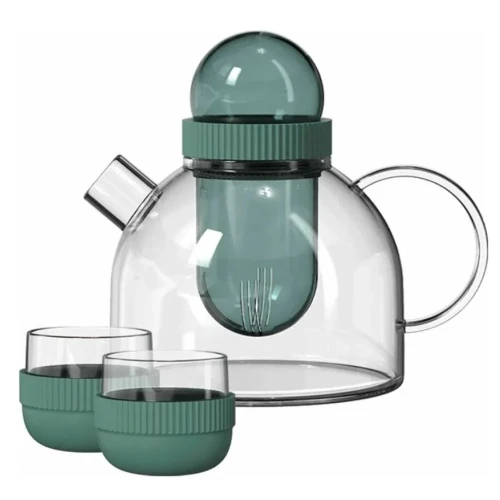 Заварочный чайник и две чашки KissKissFish BoogieWoogie Teapot with cups (зелёный)