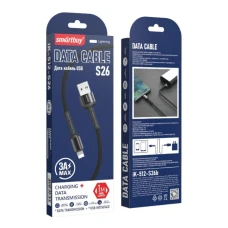 Кабель Smartbuy S26 Lightning 3А,PD,нейл.,1м черн./сер(iK-512-S26bg)