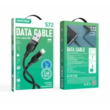 Кабель Smartbuy S72 Lightning 2.4 А,силикон 1м,черный(iK-512-S72b)