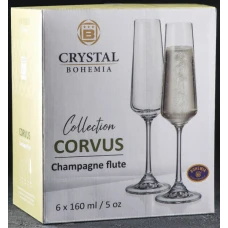 Набор бокалов для шампанского CRYSTAL BOHEMIA Corvus 160мл 6шт 5231363